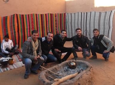 In the courtyard of the local tea-maker. From left to right: Ahmed, Sofian, Gilmour, me and Oussama. Beni Abbes.